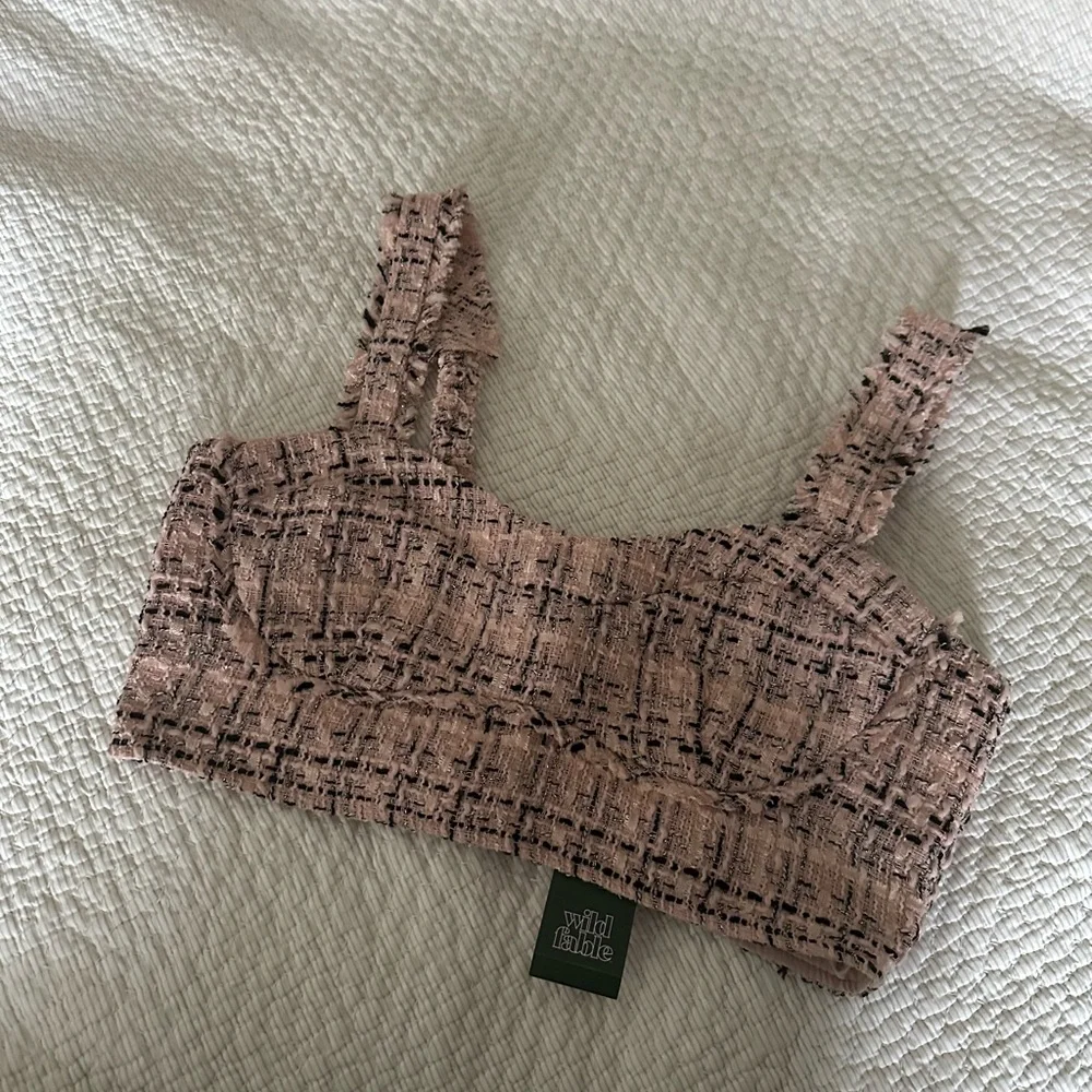 Wild Fable Pink Tweed Crop Top - Picture 3 of 5